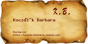 Koczák Barbara névjegykártya